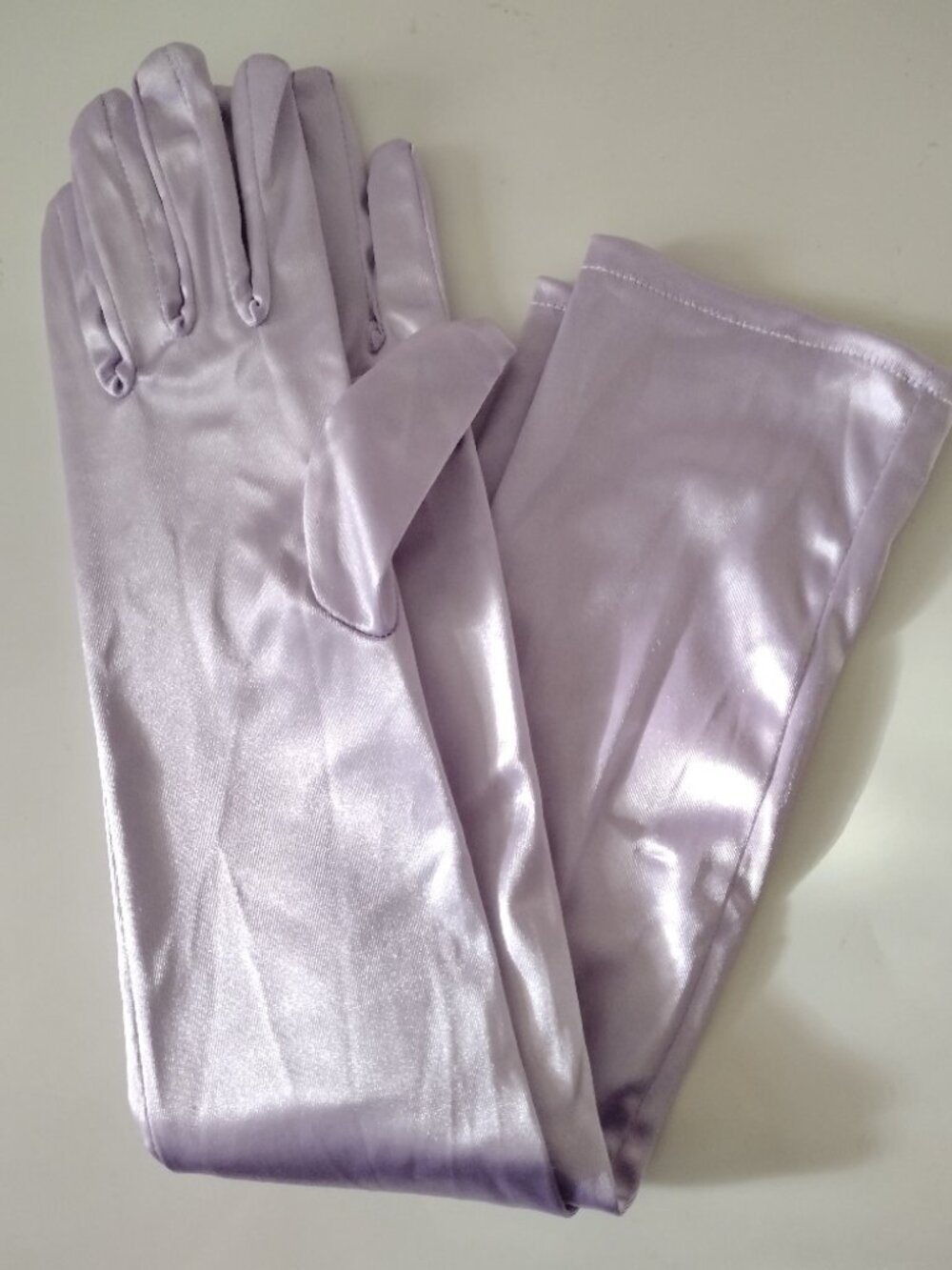 NWOT Long Satin Gloves Lilac Purple Formal Evening Prom Wedding Costume Party